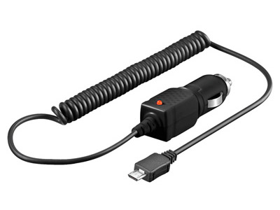 12/24V biladapter - Cigar til 5V / 1A micro USB (spiral)