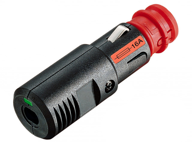 ProCar - Sikkerhedscigarstik, Han, 12/24V / 16A m. LED