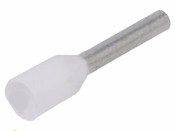 Isoleret ledningsende-tylle - 0,75mm² 8mm Hvid (100 stk.)