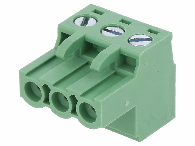 Indstik skrueterminal - 3P hun, 5,08mm, 2,5mm², Grøn