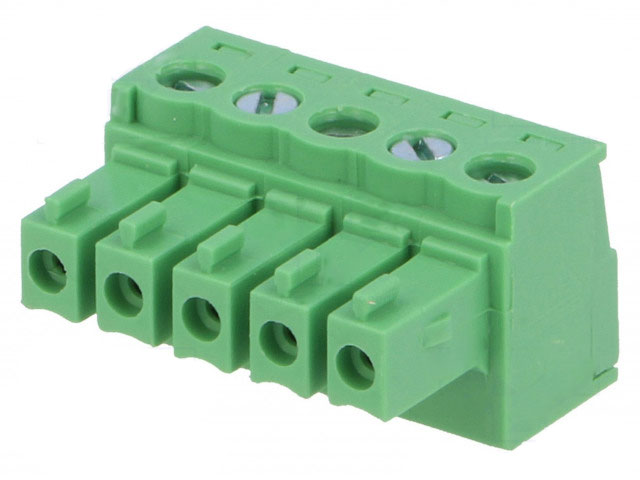 Indstik skrueterminal - 5P hun 3,81mm 0,5-1,5mm², Grøn