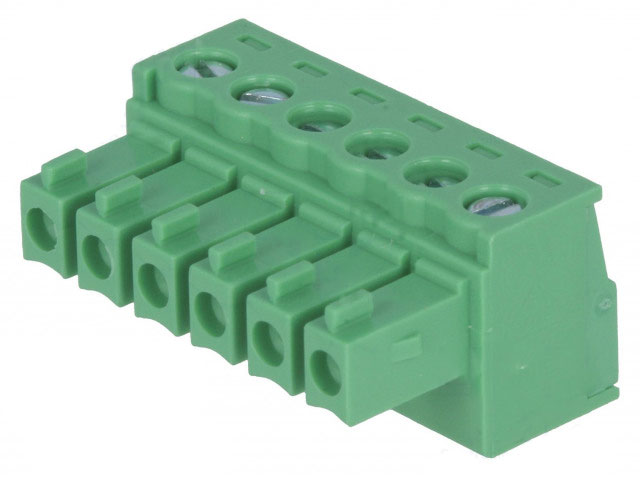 Indstik skrueterminal - 6P hun 3,81mm 0,5-1,5mm², Grøn