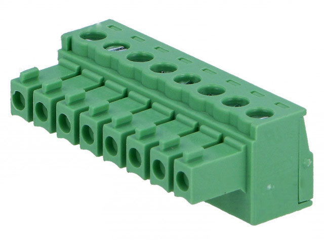 Indstik skrueterminal - 8P hun 3,81mm 0,5-1,5mm², Grøn