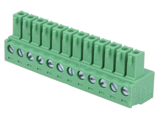 Indstik skrueterminal - 12P hun 3,81mm 0,5-1,5mm², Grøn