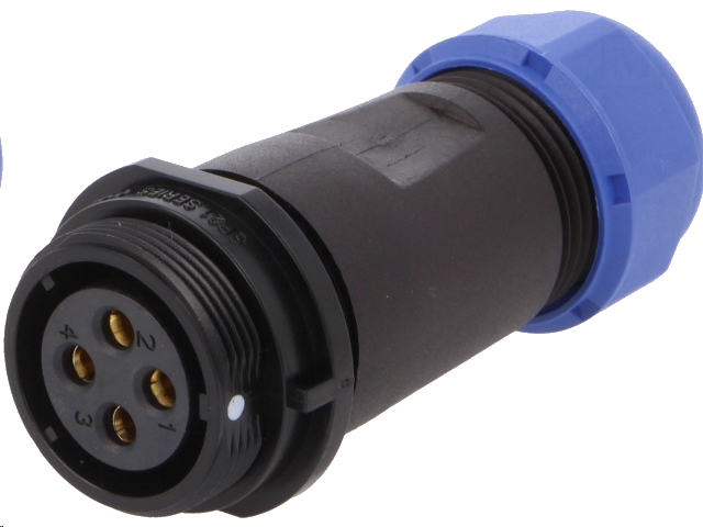 Rundstik, SP21 - 4pol hun, til Ø4,5-7mm kabel (IP68)