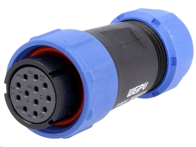 Rundstik, SP21 - 12pol hun, til Ø7-12mm kabel (IP68)