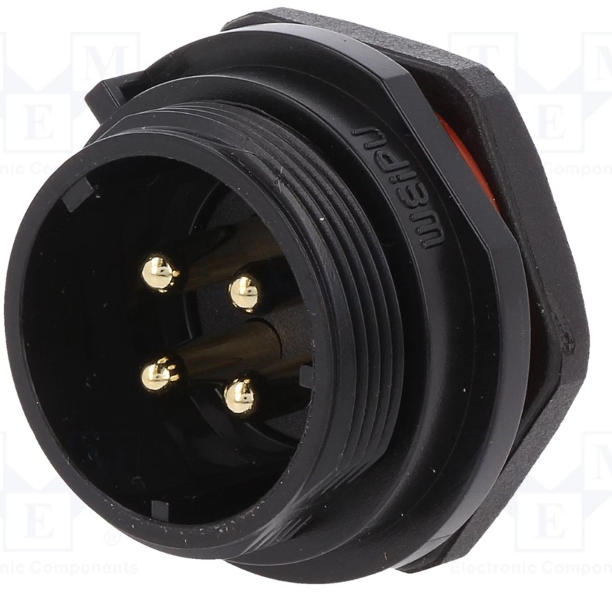 SP21 fatning - 4pol han, 4mm², 30A, kabinet (IP68)