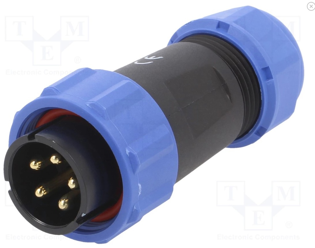 Rundstik, SP21 - 5pol han, til Ø7-12mm kabel (IP68)