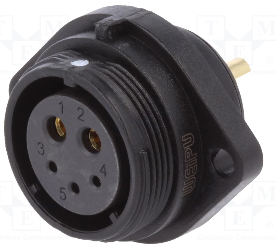 SP21 fatning - 5 (2+3) pol hun, 4mm², 30A, kabinet (IP68)