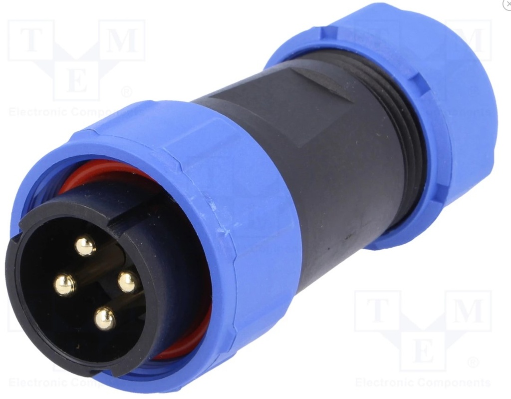 Rundstik, SP21 - 4pol han, til Ø7-12mm kabel (IP68)