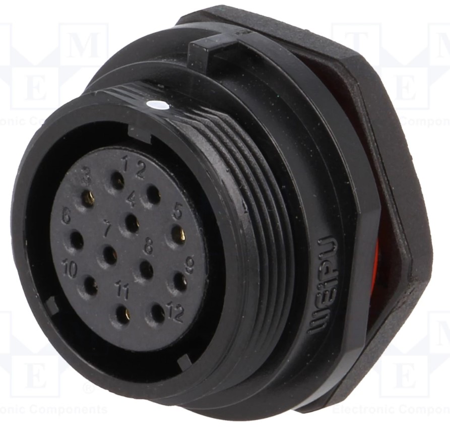 SP21 fatning - 12pol hun, 0,75mm², 5A, kabinet (IP68)