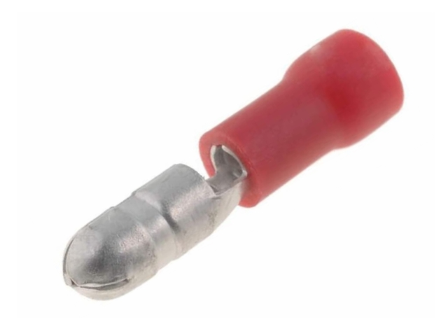 Rød kabelsko - Rundstik han Ø3,9mm 0,4-1,4mm² (100 stk.)
