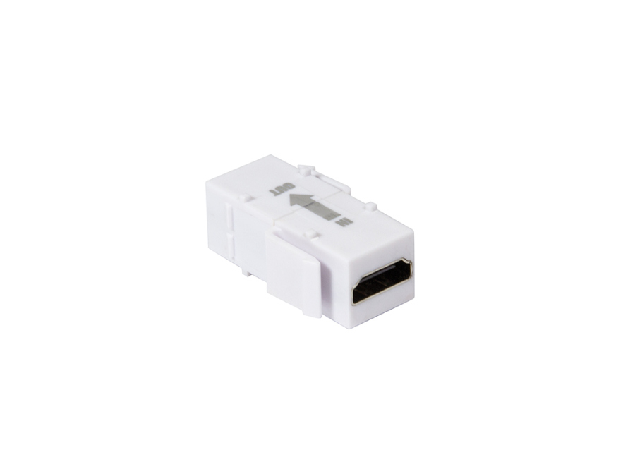 Keystone HDMI stik - 2 x HDMI hun, m. repeater, Hvid