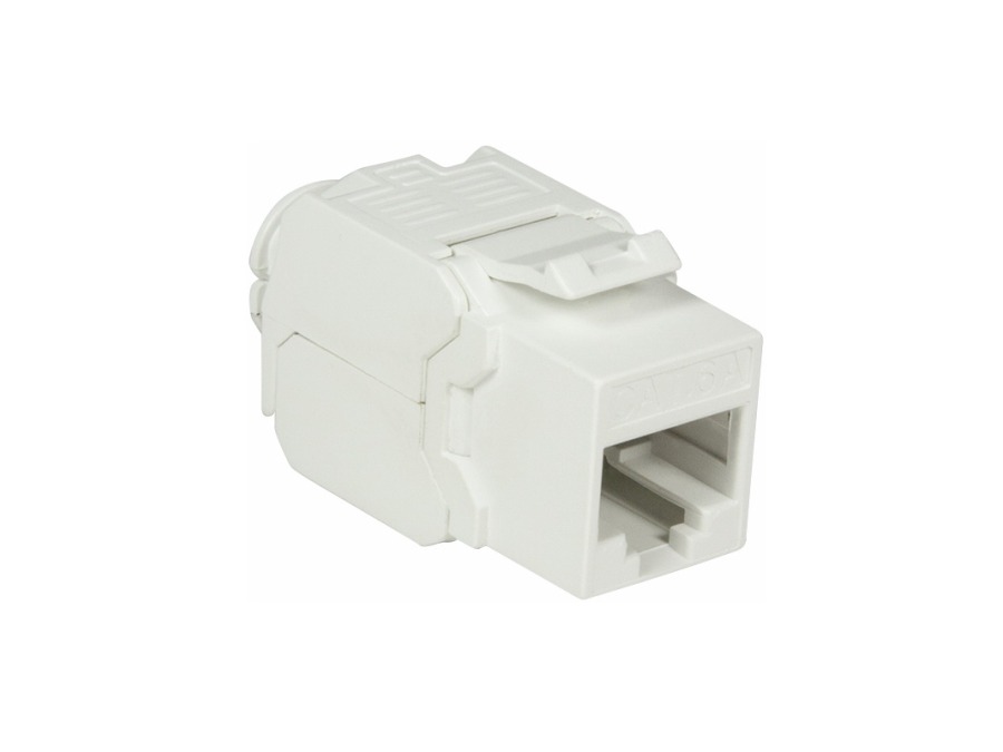 Keystone RJ45 fatning 180° - CAT6a uskærmet (Toolless), Hvid