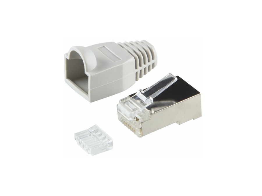 RJ45 modularstik - 8P8C, CAT6 skærmet, Grå afl. (100 stk.)