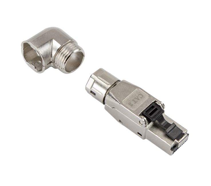 RJ45 industrielt netværksstik - CAT8.1 skærmet vinklet