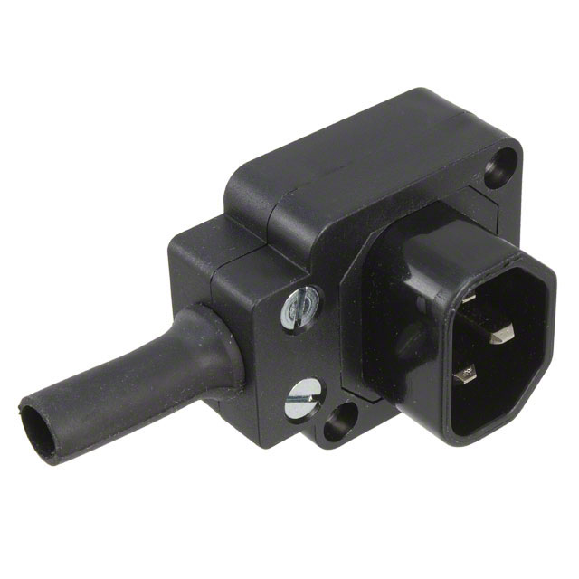 Apparatstik - IEC60320-C14, 3pol han, Vinklet, Sort (10A)