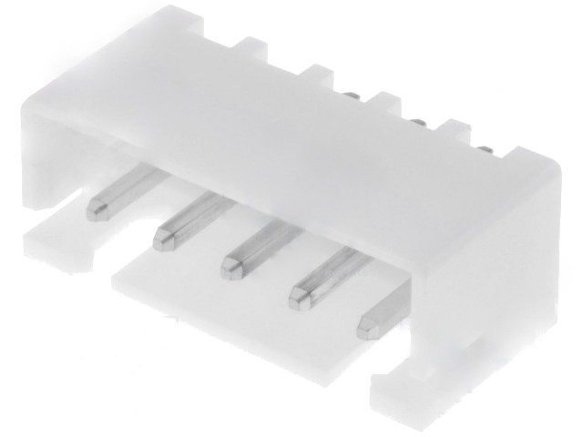 Ledning-til-print fatning - JST XH, 1x5pol han, 2,5mm