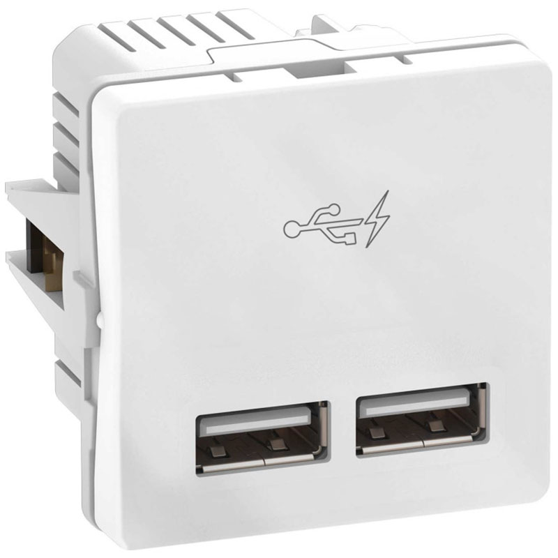 Fuga 2xUSB lader 2,1A 1 modul - hvid
