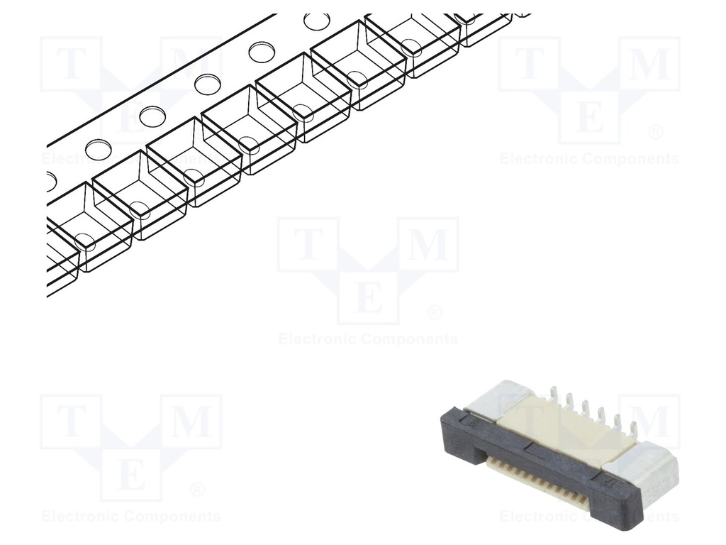 FFC (PFC) Flexkabel konnektor - 12pol, ZIF, SMD (0,5mm)