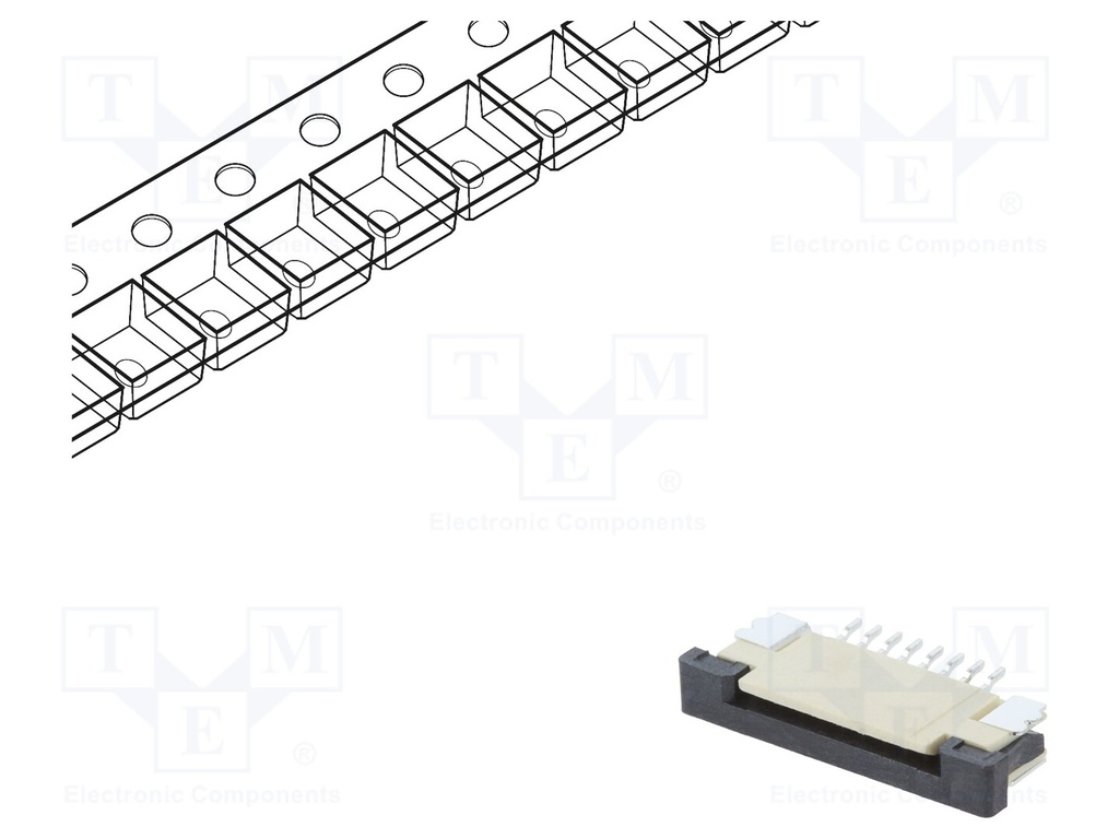 FFC (PFC) Flexkabel konnektor - 8pol, ZIF, SMD (1mm)