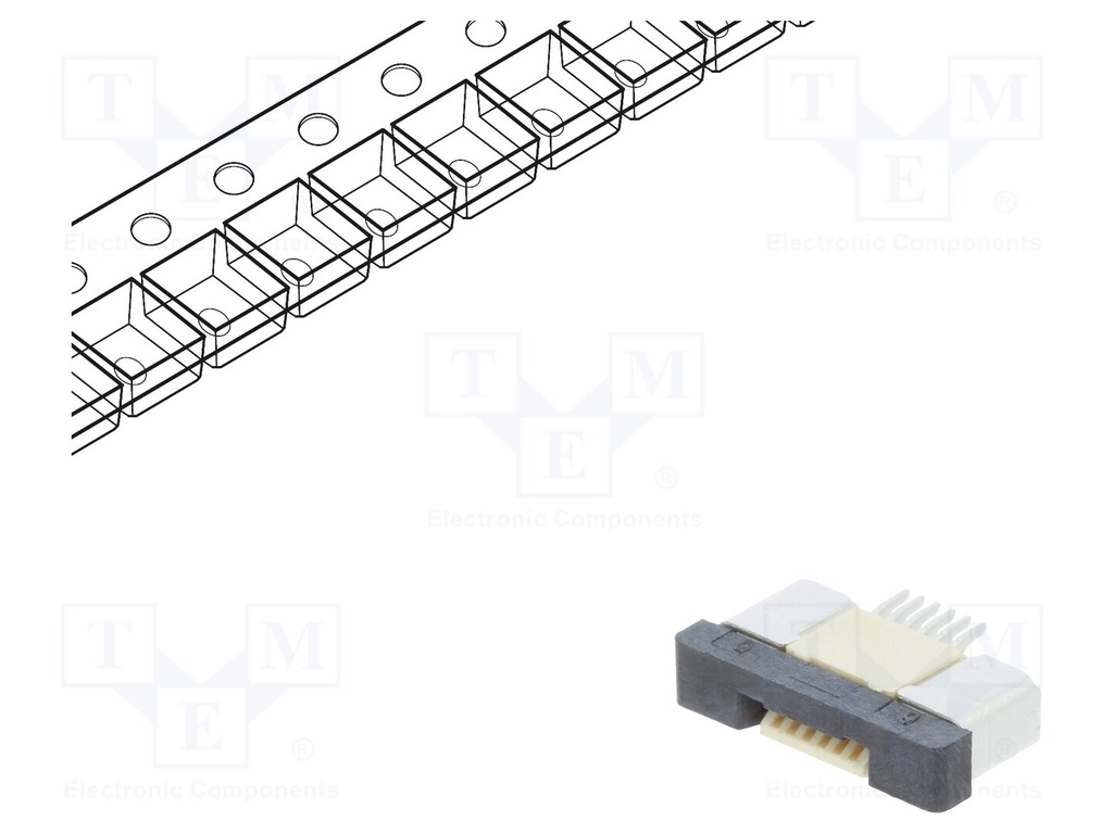 FFC (PFC) Flexkabel konnektor - 6pol, ZIF, SMD (0,5mm)