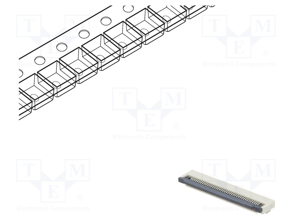 FFC (PFC) Flexkabel konnektor - 40 pol, ZIF, SMD (0,5mm)