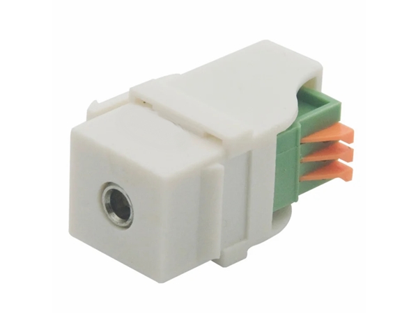 Keystone JACK fatning - 3,5mm stereo JACK hun, klemme, Hvid