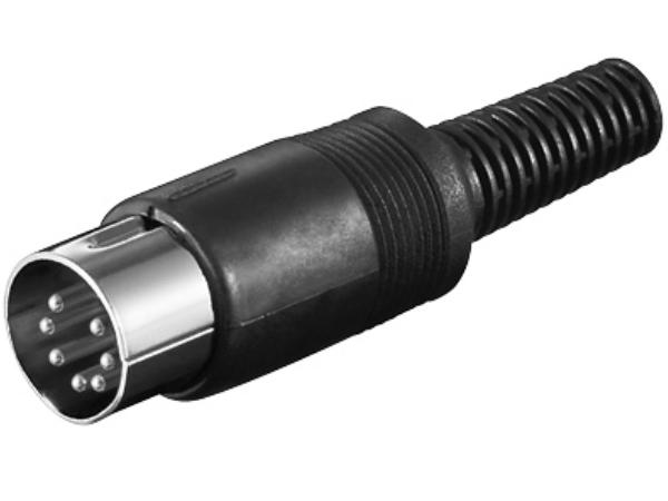 DIN stik - 7pol han multistik 270° Plasthus, Sort