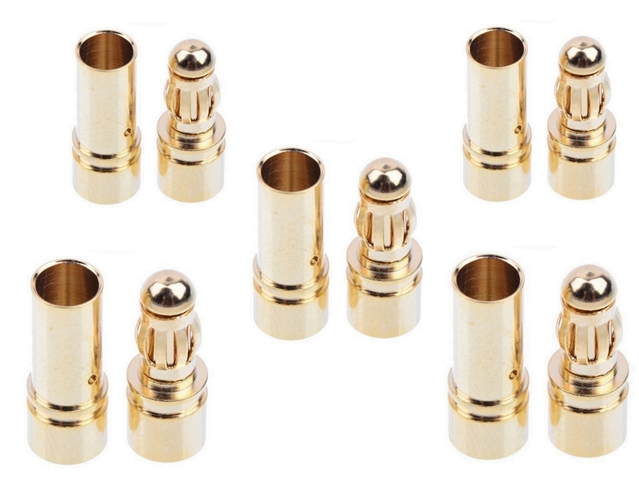 RC bananstiksæt - 3,5mm forgyldt han + hun (5 par)