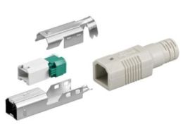 USB B hanstik - Til loddefri ledningsmontage, Grå