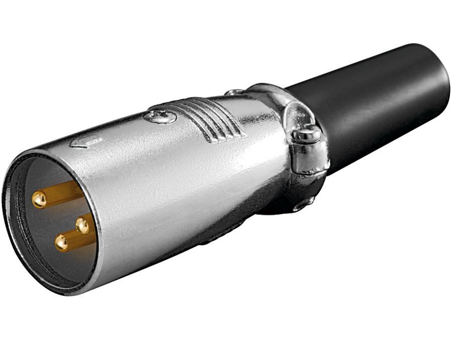 XLR mikrofonstik - Forgyldt 3pol han, Sølv