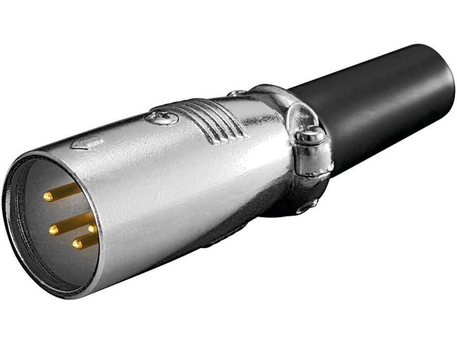 XLR mikrofonstik - Forgyldt 4pol han, Sølv