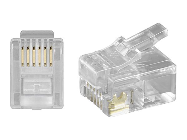 RJ12 modular telefonstik - 6P6C, til rund kabel (1 stk. )