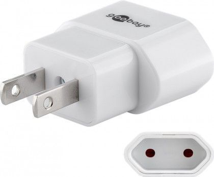 Rejseadapter - EURO hun til USA/Japan han, Hvid