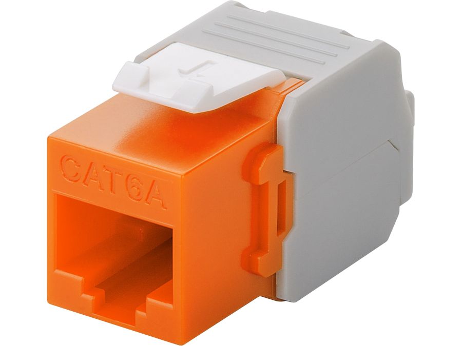 Keystone RJ45 fatning - CAT6a uskærmet, Orange (Toolless)