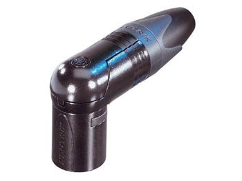 Neutrik - XLR 3pol han kabelstik, 90°, Nikkel-Sølv, Sort