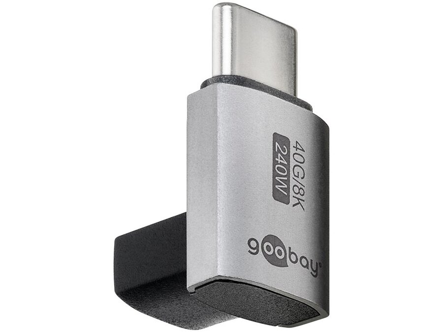 USB4 adapter - USB-C han til USB-C hun, vertical 90° kort