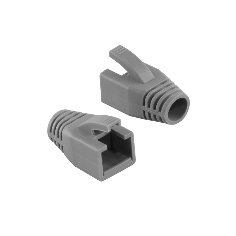 Blød hætte til RJ45 modularstik - 8mm, Grå (10 stk.)