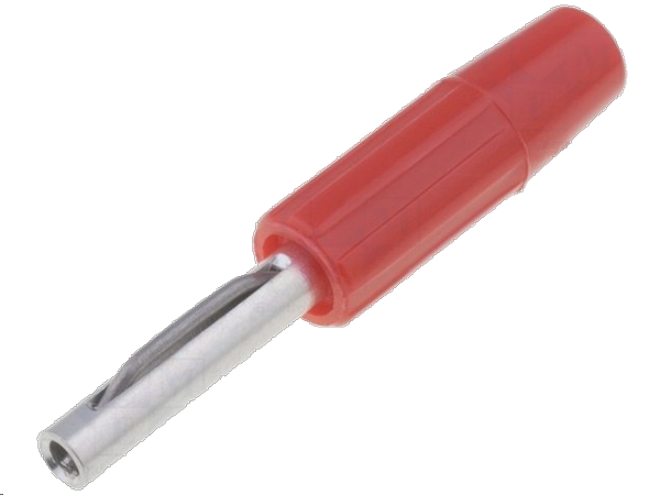 Bananstik - 4mm, 60Vdc / 10A 1,5mm² forsølvet, Rød