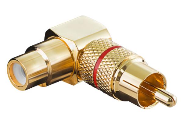 Phonostik - Retvinklet RCA han til RCA hun, Rød ring