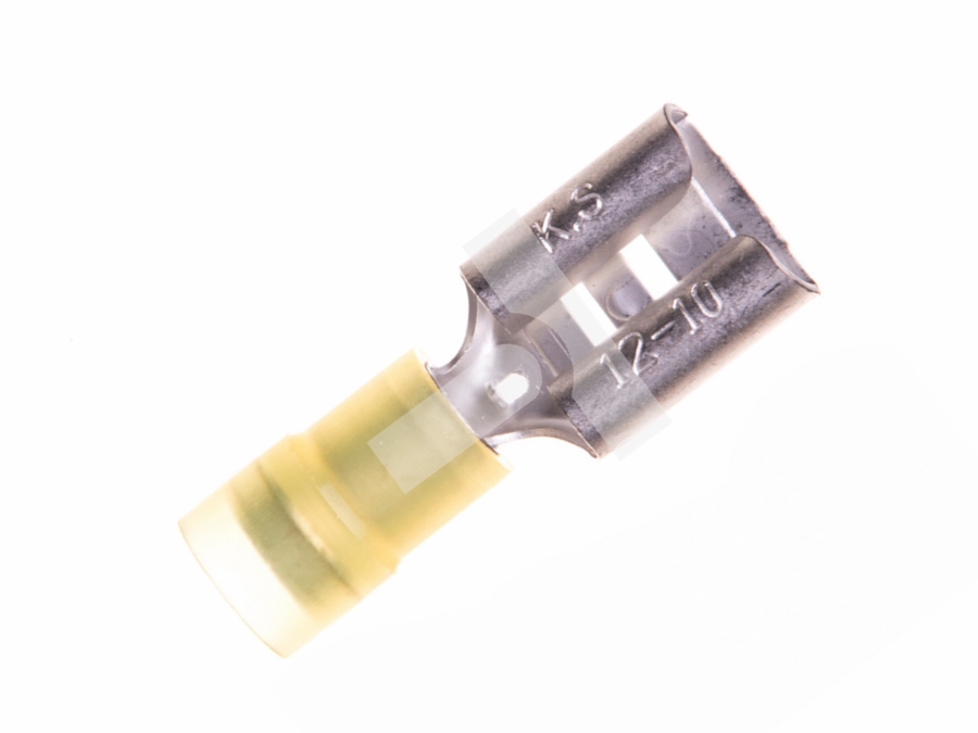 Gul kabelsko - 9,5mm spadefatning, 4-6mm² (10 stk.)