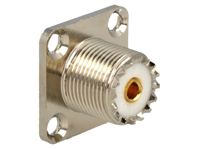 UHF(SO-239) chassisfatning - 4 hul flange (18x18mm)