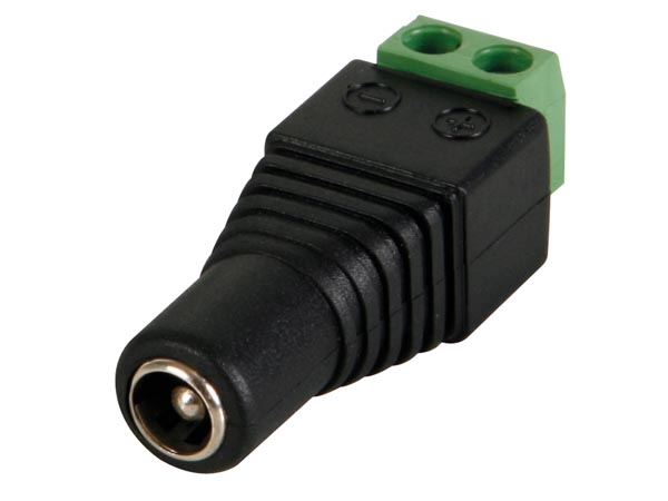 DC forlængerstik m. skrueterminaler - 5,5 x 2,1mm hun