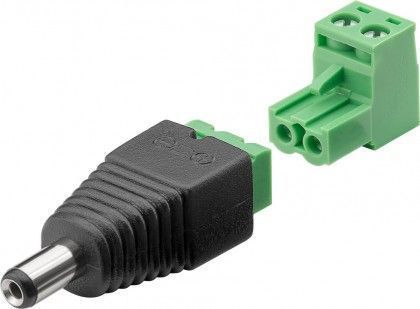 DC stik m. skrueterminaler - 5,5 x 2,1mm han (1 stk.)