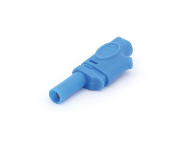 Bananstik - 4mm, IEC1010 sikkerhedsstik, Blå (stabelbar)