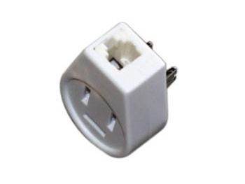 Telefonadapter - 3pol han+hun (hermafrodit) til RJ11 (Hvid)