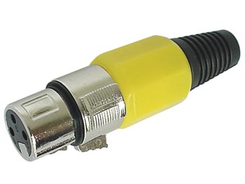 XLR stik - 3P hun, nikkel, GUL