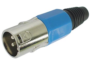 XLR stik - 3P han, nikkel, BLÅ