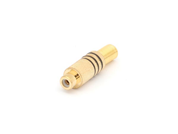 RCA(Phono) stik, hun - Forgyldt, Sort ring